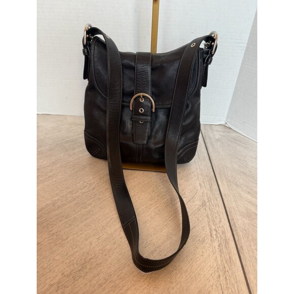 Coach Vintage 9480 Soho Flap Crossbody Black Leather Shoulder Hobo Y2K Cleaned - Picture 2 of 16